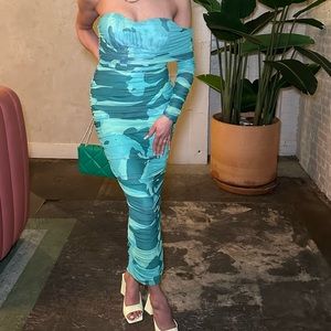 One Long Sleeve Ruched Dress